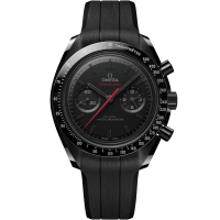 44.25 mm, black ceramic on rubber strap