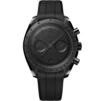 44.25 mm, black ceramic on rubber strap