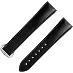 两件式<span class="nowrap">表带</span> - 黑色素革表带，搭配折叠表扣 - 032Z017135W