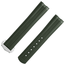 两件式<span class="nowrap">表带</span> - 绿色橡胶表带，搭配折叠表扣，适用于海马系列300米潜水表 - 032Z017213W