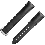两件式<span class="nowrap">表带</span> - 黑色皮表带，搭配折叠表扣，适用于超霸系列月球表 - 032CUZ014116W